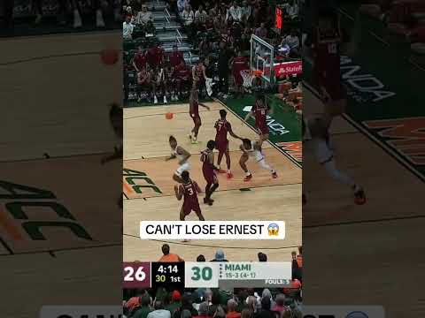 Tre and Ernest connect for the OOP 🙌 #miami #gocanes #collegebasketball #slamdunk #accbasketball