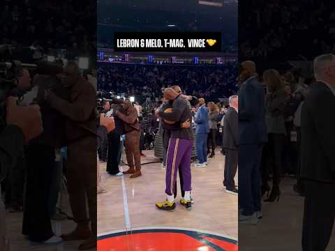 LeBron, Carmelo, T-Mac, and Vince Link Up Pregame #lakers #nba