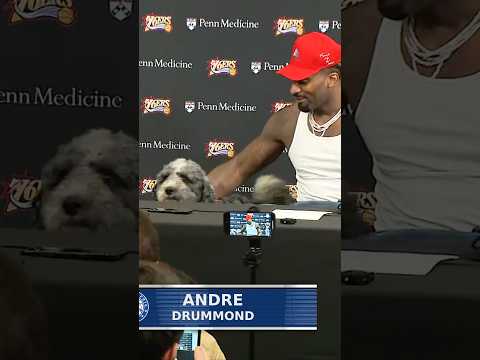 Andre Drummond shocks everyone with his dog at his postgame press conference 😂