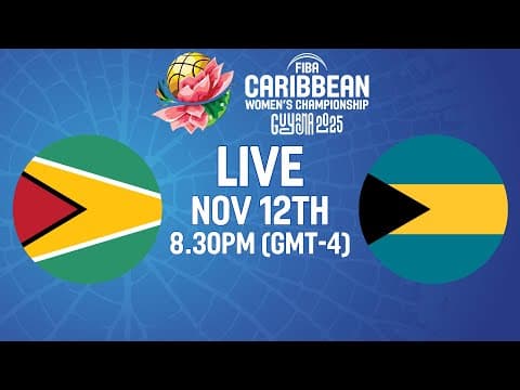 LIVE - Guyana v Bahamas | FIBA CBC Women's Championship 2025 | Group Phase