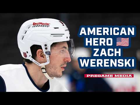 American Hero Zach Werenski is READY TO GO Tonight in Boston! 🇺🇸 ⭐️ | Pregame Media