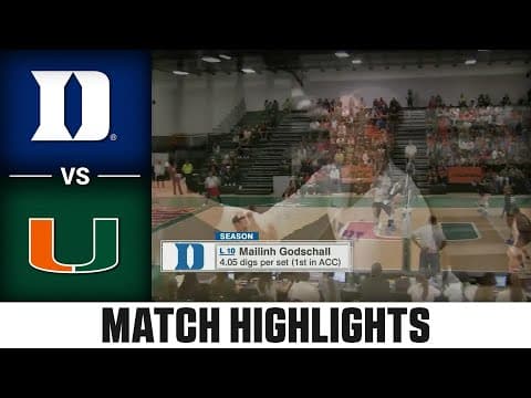 Duke vs. Miami Match Highlights | 2025 ACC Volleyball