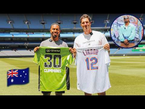 Francisco Lindor and Cricket star Pat Cummins swap sports during his January trip to Australia 🇦🇺