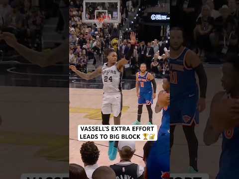 VASSELL’S extra effort on the second jump leads to a huge block