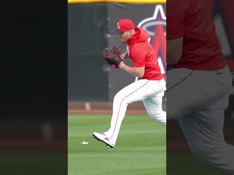 Mike Trout back in center field at Angels camp 👀