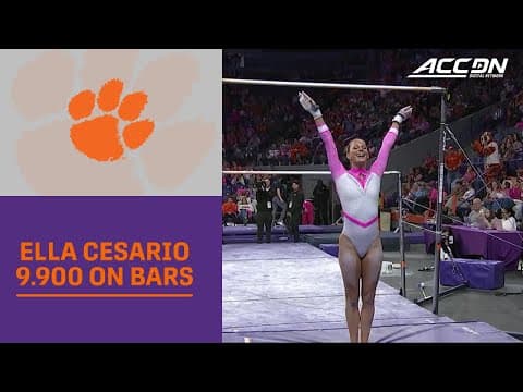 Clemson's Ella Cesario Takes First With A 9.900 On Bars