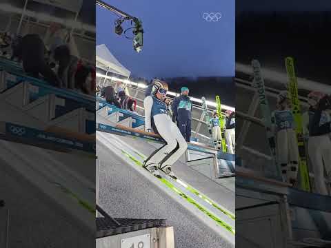 Introducing the ski jump shuffle! ⛷️ #MilanoCortina2026
