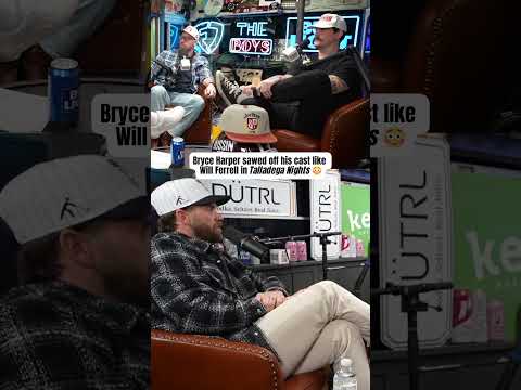 Bryce Harper cut off his OWN CAST 😳 (via @BussinWithTheBoys)