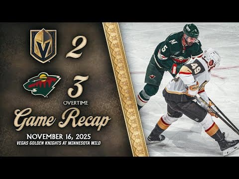 HIGHLIGHTS | Minnesota Wild 3, Vegas Golden Knights 2, OT | Nov. 16, 2025