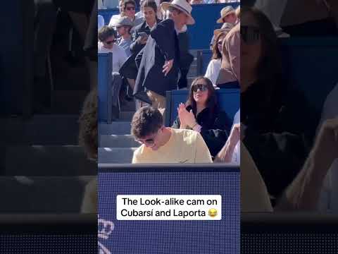 They put the look-alike cam on Cubarsí and Laporta during a tennis match 🤣 (via bcnopenbs/IG)