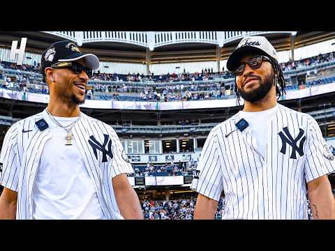 Jalen Brunson & Josh Hart Throw Out the FIRST PITCH at Yankee Stadium     ⚾