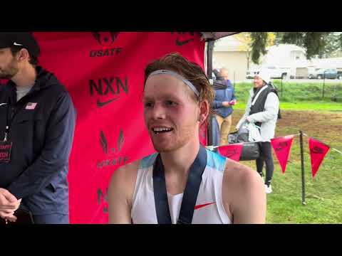 Parker Wolfe after winning USATF 10k cross country title 