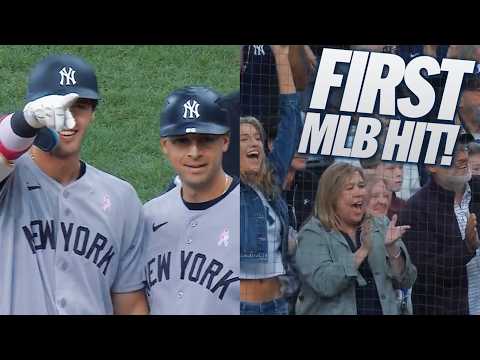 Yankees' Spencer Jones gets his first MLB hit & RBI with his family in the stands 🩷 | MLB Highlights