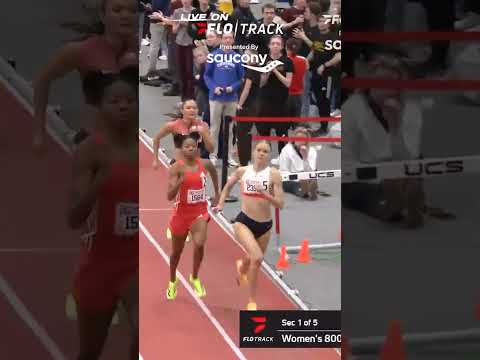 Meghan Hunter survives an onslaught to win the BU Valentine 800m in a 1:59.74.