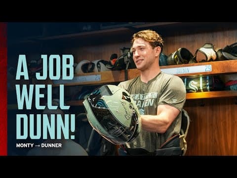 Vince Dunn gets the victory helmet! 🏎️ 💨