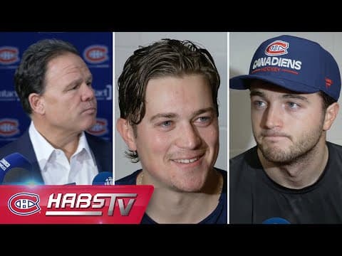 Gorton, Montembeault + more Habs address the media at practice | FULL PRESS CONFERENCES