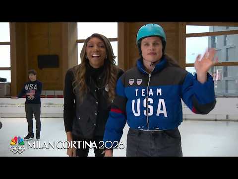 Ilona Maher, Frederick Richard try their hand at figure skating | Winter Olympics 2026 | NBC Sports