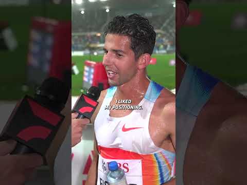 Grant Fisher after a wild, rain-soaked 5k at #LausanneDL 🌧️🔥