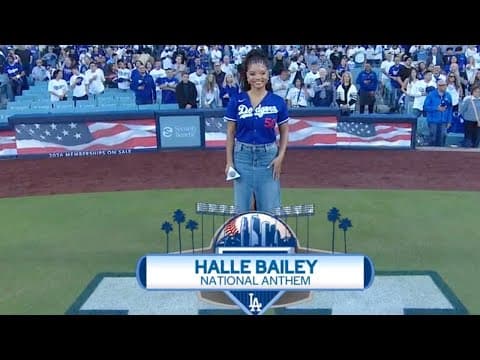 Halle Bailey sings the National Anthem prior to Game 4 of the NLCS! 🎤