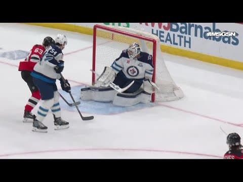 Jesper Bratt scores a goal against the Winnipeg Jets