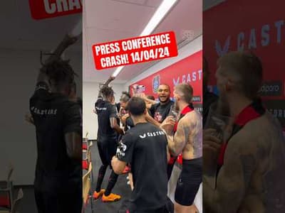 This is how you crash a press conference! 🏆🍺😂