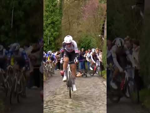 INCREDIBLE save from Mathieu van der Poel on the Molenberg - avoiding the head of the Tudor rider! 😮