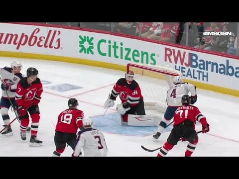 Denton Mateychuk scores a powerplay goal against the New Jersey Devils