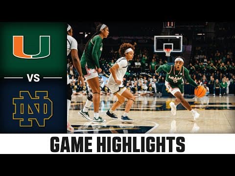 Miami vs. Notre Dame Game Highlights | 2025-26 ACC Women's Basketball