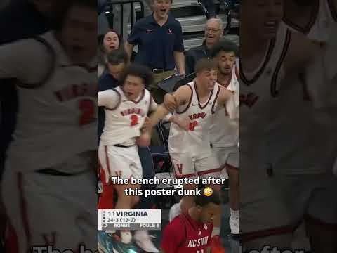 The bench was going crazy 🔥 #virginiacavaliers #accbasketball #collegebasketball