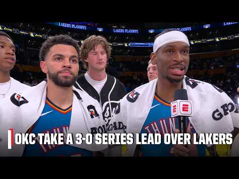 Shai Gilgeous-Alexander and Ajay Mitchell react to Game 3 victory over the Lakers | NBA on ESPN