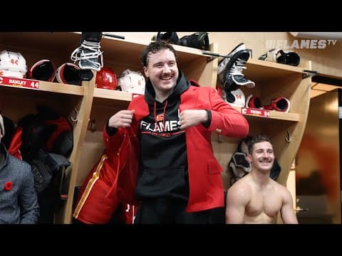 'I'm going with my liney!' | Flames celebrate after beating the Sharks