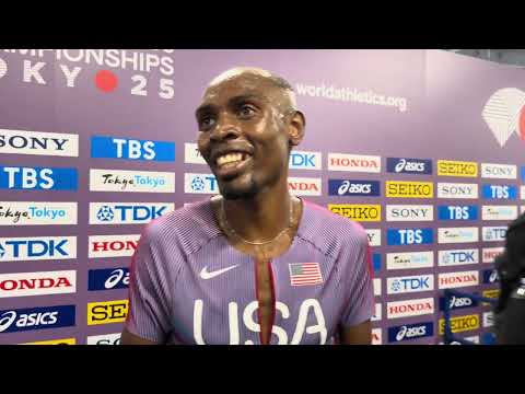 Jonah Koech after 1500m heats at Tokyo World Championships 