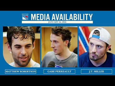 NYR vs BOS: Robertson, Perreault & Miller Postgame Availability | Jan. 26, 2026