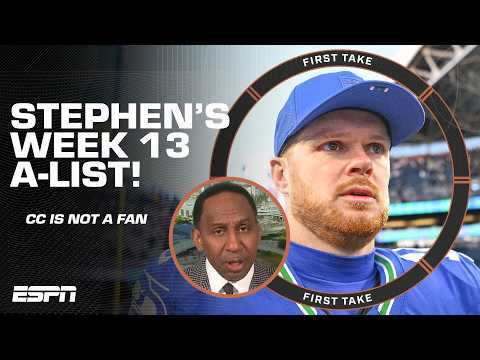 Stephen A.'s SHOCKING Week 13 A-List 🍿 'I HATE THIS LIST!' - Chris Canty | First Take