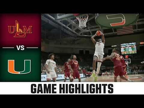 Louisiana Monroe vs. Miami Game Highlights | 2025-26 ACC Men's Basketball