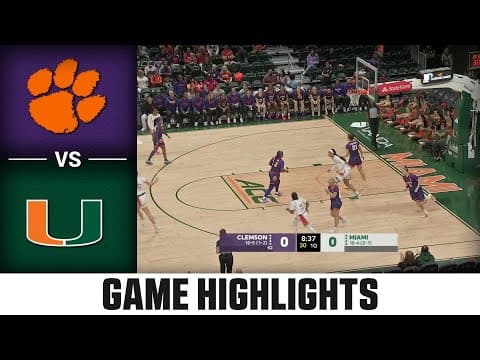 Clemson vs. Miami Game Highlights | 2025-26 ACC Women's Basketball