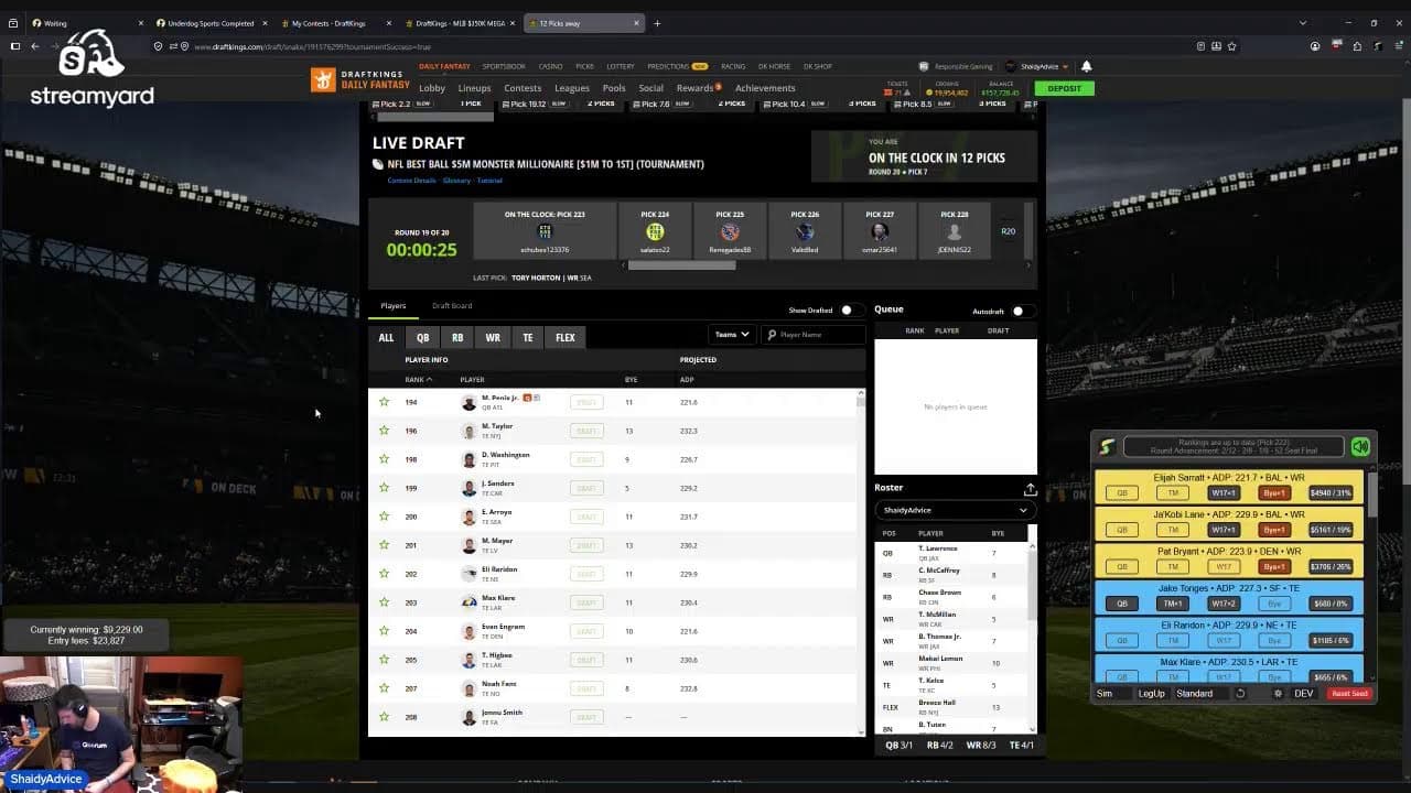 How many $500 football drafts can a man do at once?