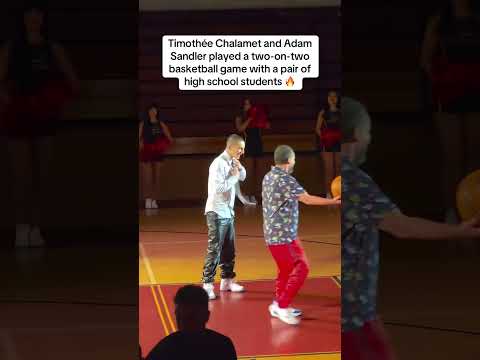 Timothée Chalamet & Adam Sandler were hooping with 2 lucky students 🙌 (via cuaronna/IG, lilitph/IG)
