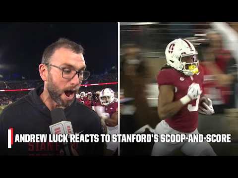 Andrew Luck reacts mid-interview to a Stanford scoop-and-score 🗣️ | ESPN College Football