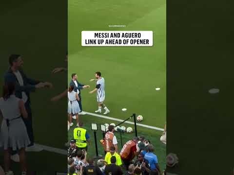 Messi had to say hi to Aguero and the fans before his FIFA World Cup opener