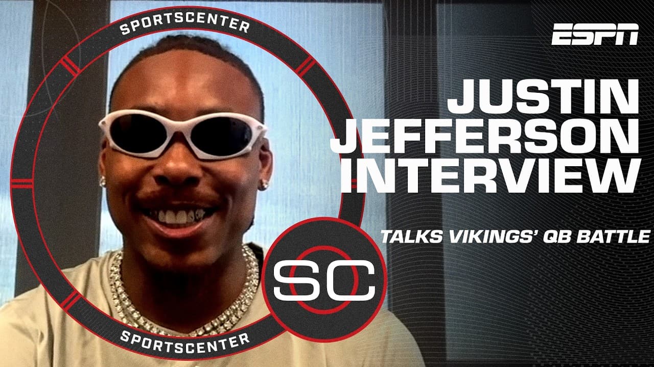 Justin Jefferson talks J.J. McCarthy-Kyler Murray QB battle & JJets Flight School ✈️ | SportsCenter