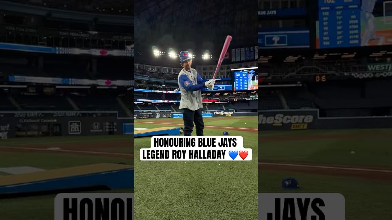 Ernie Clement, Vladimir Guerrero Jr. and the Blue Jays honour Roy Halladay 💙❤️ #MLB #Toronto
