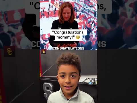 USC surprised coach with this message from her kids to celebrate 100 wins ❤️ (via @uscwbb/TT)