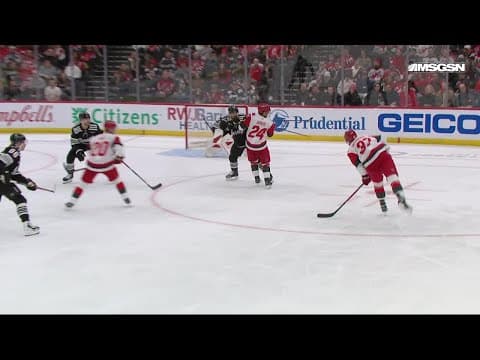 Andrei Svechnikov scores a goal against the New Jersey Devils