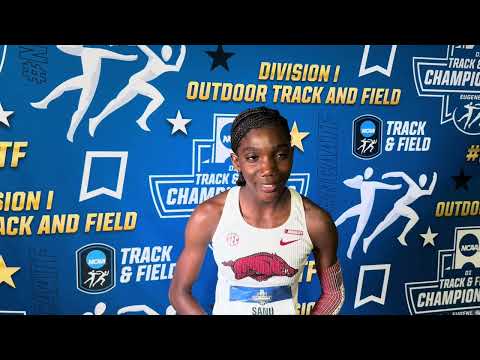 Sanu Jallow after running 1:56.85 to crush Athing Mu’s NCAA 800m record