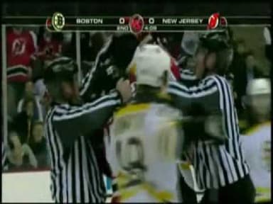 Tim Thomas Makes A Great Save On Patrick Elias
