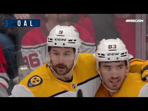 Filip Forsberg scores a goal against the New Jersey Devils
