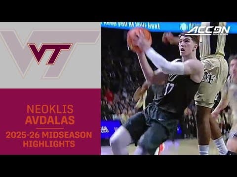 Virginia Tech G Neoklis Avdalas Midseason Highlights | 2025–26 ACC Men’s Basketball
