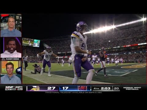 Randy Moss HYPED after J.J. McCarthy's rushing touchdown puts Vikings up by 10 | ManningCast