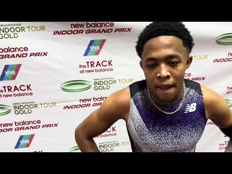 Quincy Wilson after running 45.96 at 2026 NB Indoor GP
